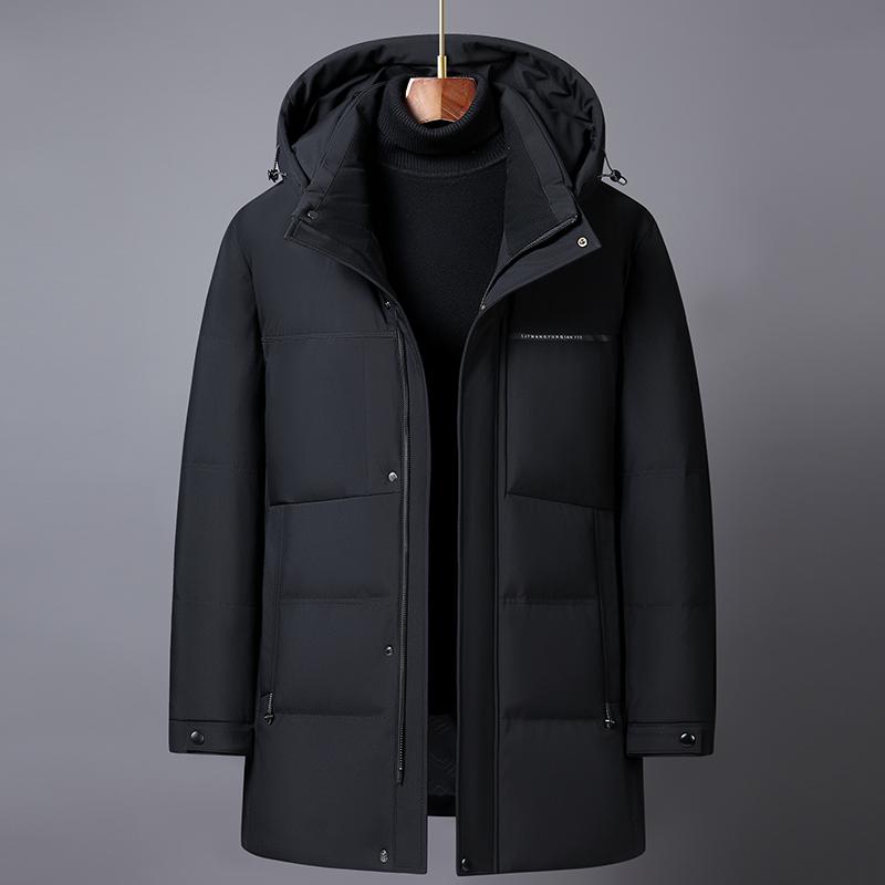 Winter Puffer Jacket Men New Plus Size Middle Aged Men's Feather Coats Hooded Thick Warm 90% White Duck Down Parkas