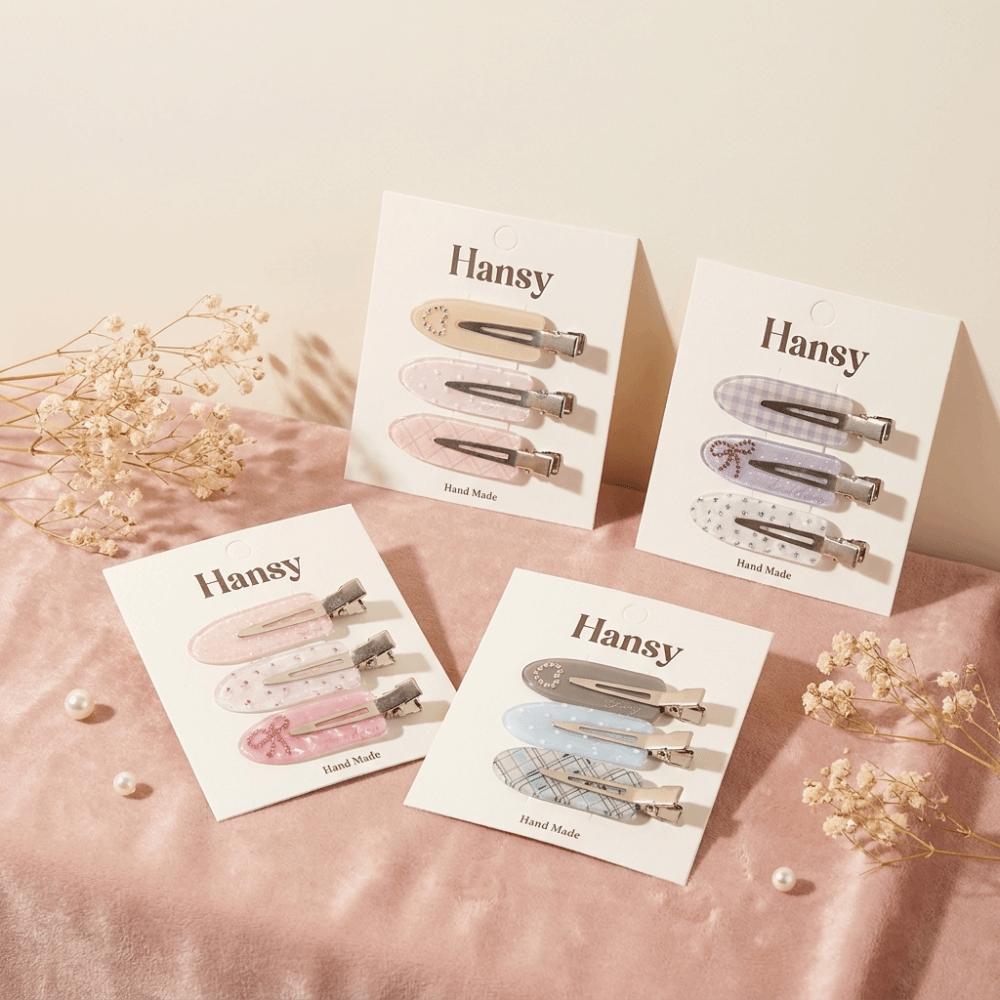 3 Pcs/set Transparent Polka Dot Hairpin Set Acrylic Side Bangs Clip Seamless Hair Clip  Girls