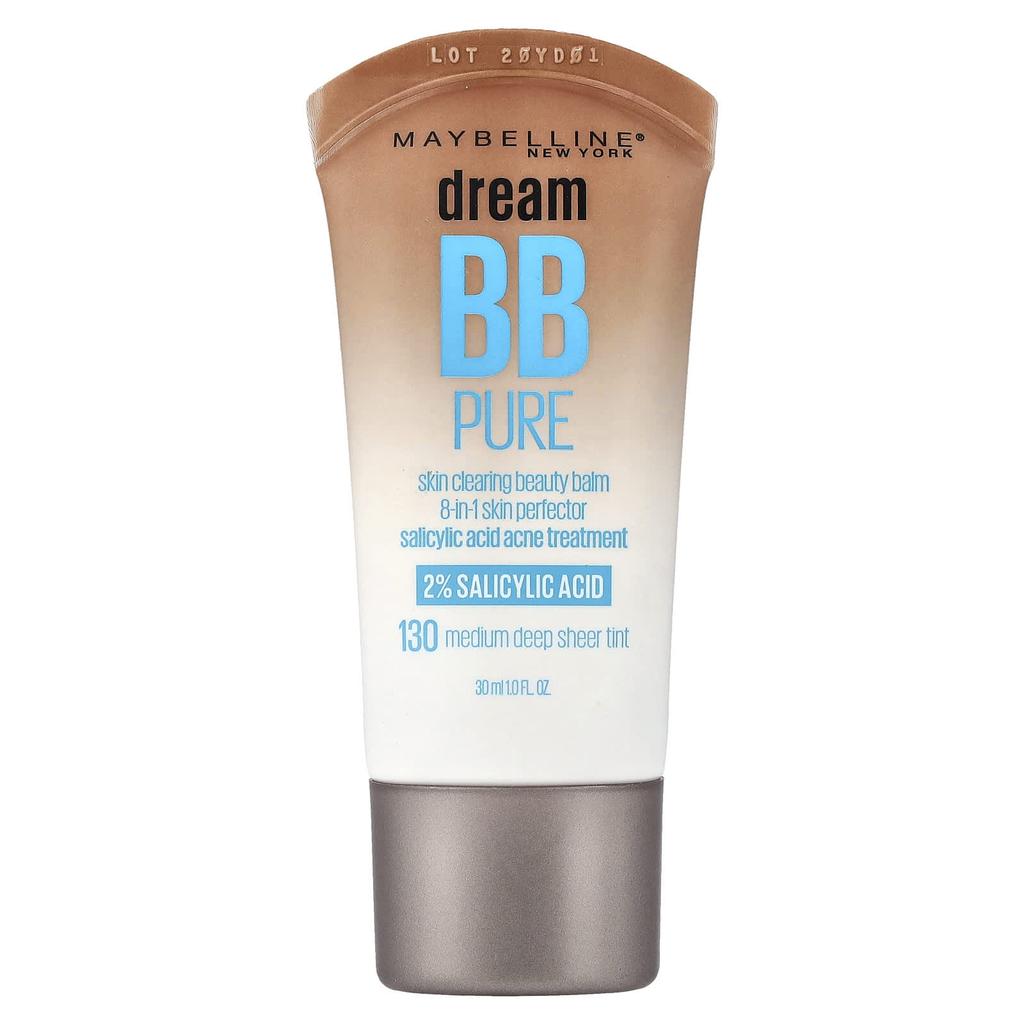 Maybelline Dream BB Pure, Skin Clearing Beauty Balm, 130 Medium Deep Sheer Tint, 30ml (1 fl oz)