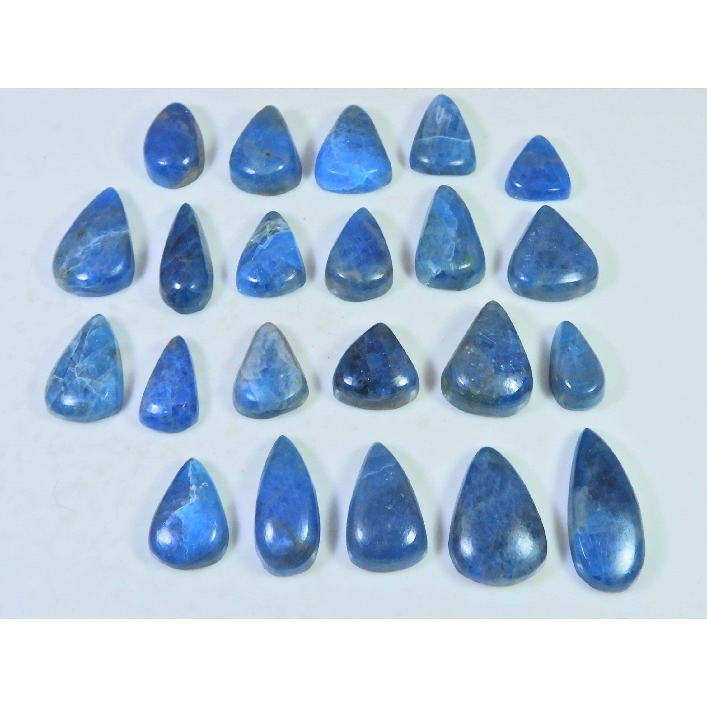 

283Cts. Natural Blue Apatite Pear Shape Cabochon Loose Gemstone 22Pcs Lot C-2018