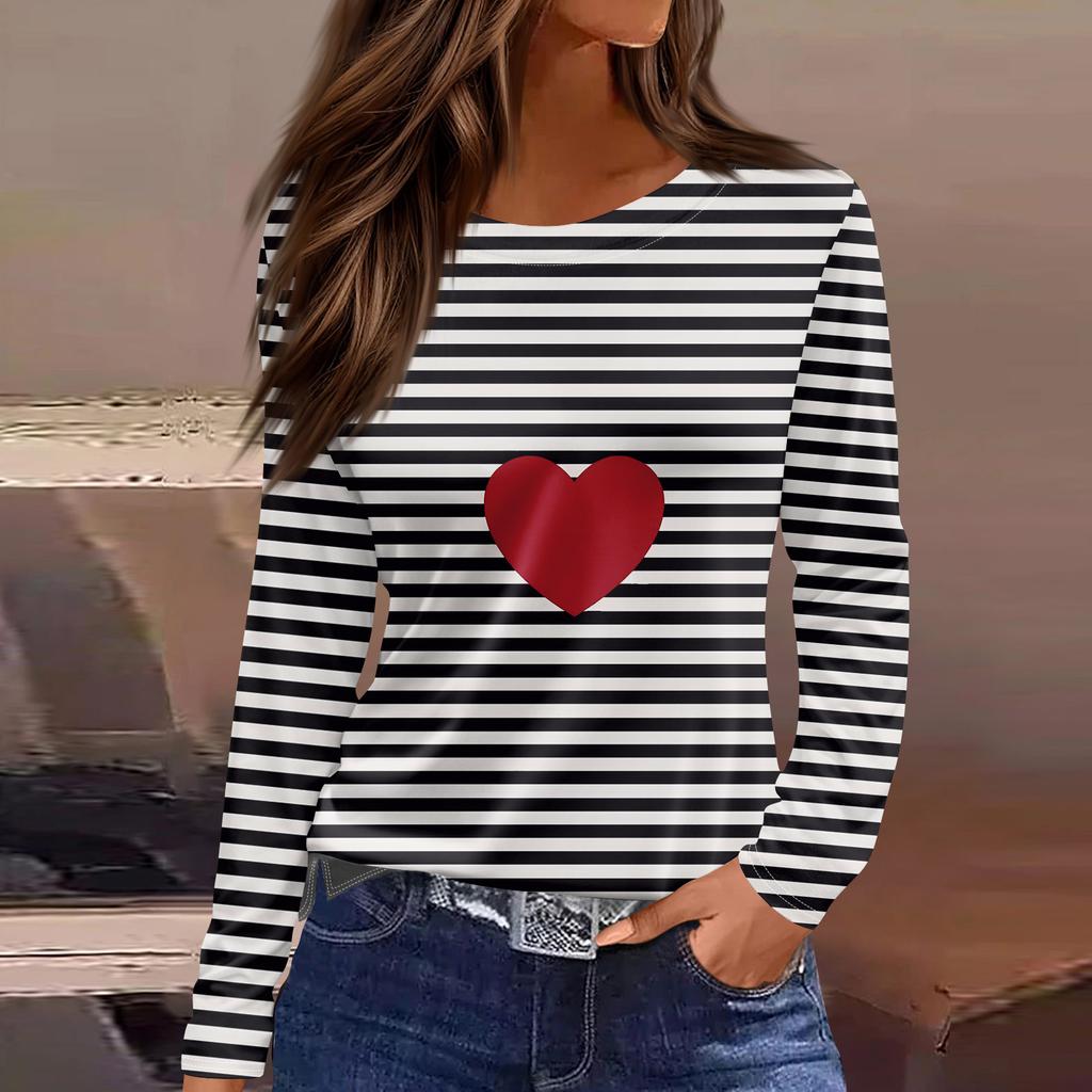 Women's Fashion Hem Slit Casual Floral Print Round Neck Long Sleeve Top