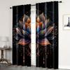 Colorful Lotus Print Curtains Polyester Fabric Suitable Bedroom Living Room Decoration Curtain Made Of Washable Sitting Ready