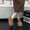 Leather retro women's autumn and winter models, leather velvet thickened warm fluffy shoes, platform casual cotton shoes