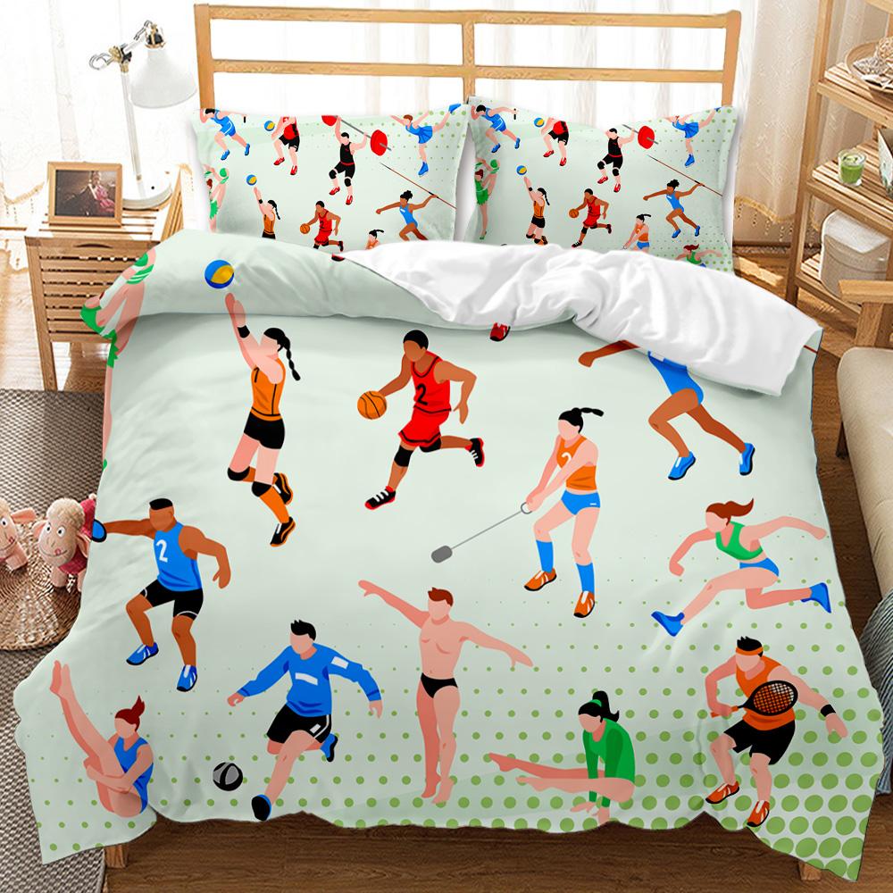 

Спортивный комплект постельного белья для тхэквондо, лыж, плавания, бокса, танцев, бадминтона, бейсбола, хоккея на льду, комплект постельного белья из полиэстера для подростков и мальчиков 140x200cm 3pcs