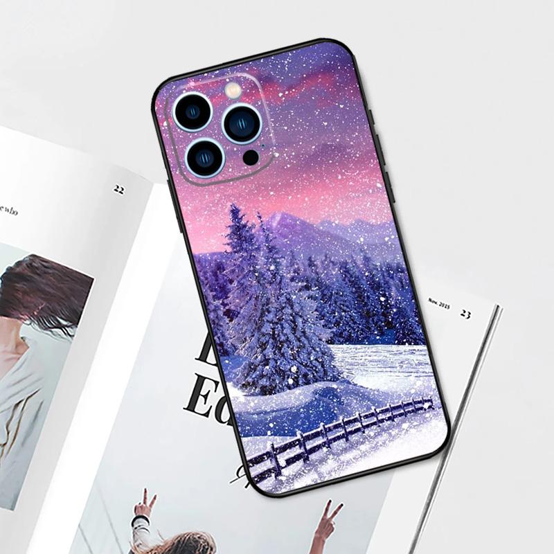 Landscape Winter Light Snow Case For iPhone 17 Pro Max 11 14 15 16 Pro Max 12 13 Mini 16 Plus 16e 17 Air Phone Cover
