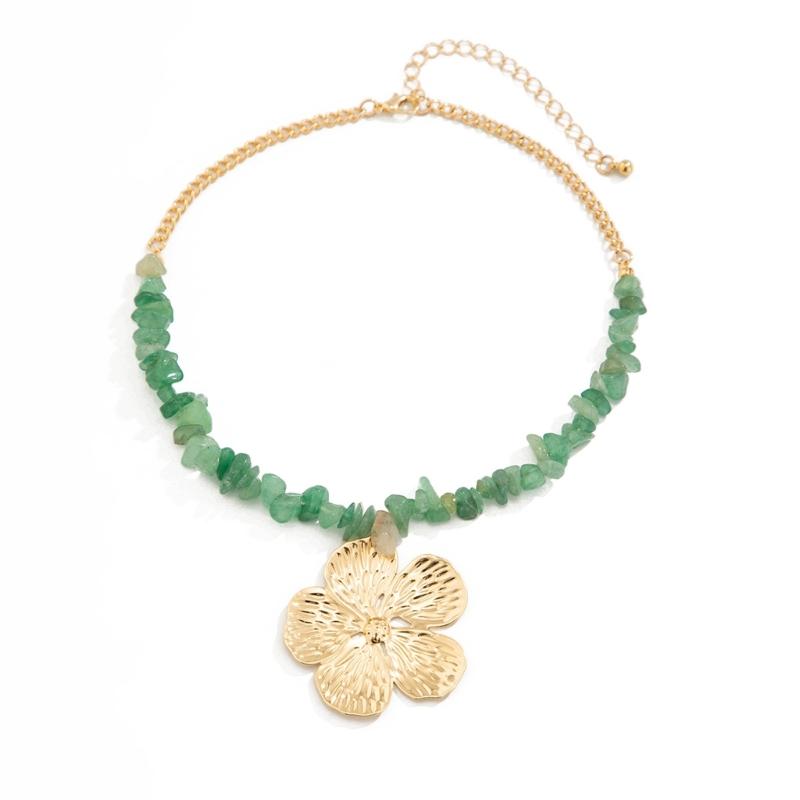 Богемный Камень Винтажный Пятилепестковый Цветок Кулон Ключица Ожерелье Регулируемая Цепь Для Женщин Подарок 1