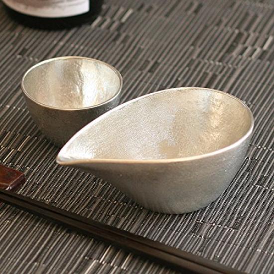 Guinen choko Nousaku echtes Zinn Sake-Becher-Set Guinomi Zinn Katakuchi klein Zinn 100%