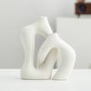 Yousheng 2 Pcs/Set Ceramic Vases Irregular Circular Cross Modern Boho Vase Minimalist Nordic Style Flower Vase for Tabletop Shelf Home Decor