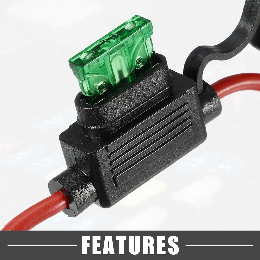 A ABSOPRO Fuse Holder 30A Standard Style Fuse 12AWG Fuse Holder Waterproof 12