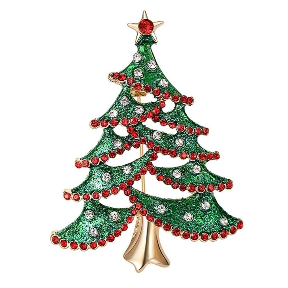 Zinc Zinc Alloy Christmas Tree Brooch Shiny Xmas Holiday Jewelry Festive Lapel Pin Xmas Gifts