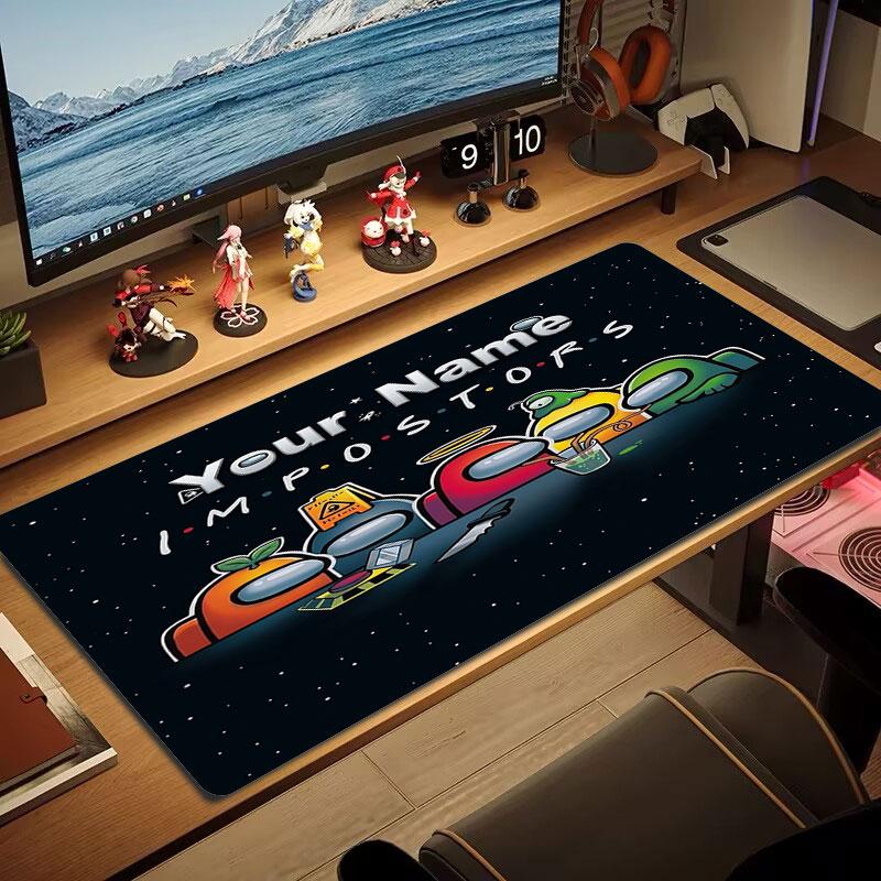 Among Us Custom Name Large Size Mouse Pad Large Gaming Table Cushion Non-slip Laptop Tablet Big Mousepad XXL Mat Mini PC Playmat With Lock edge