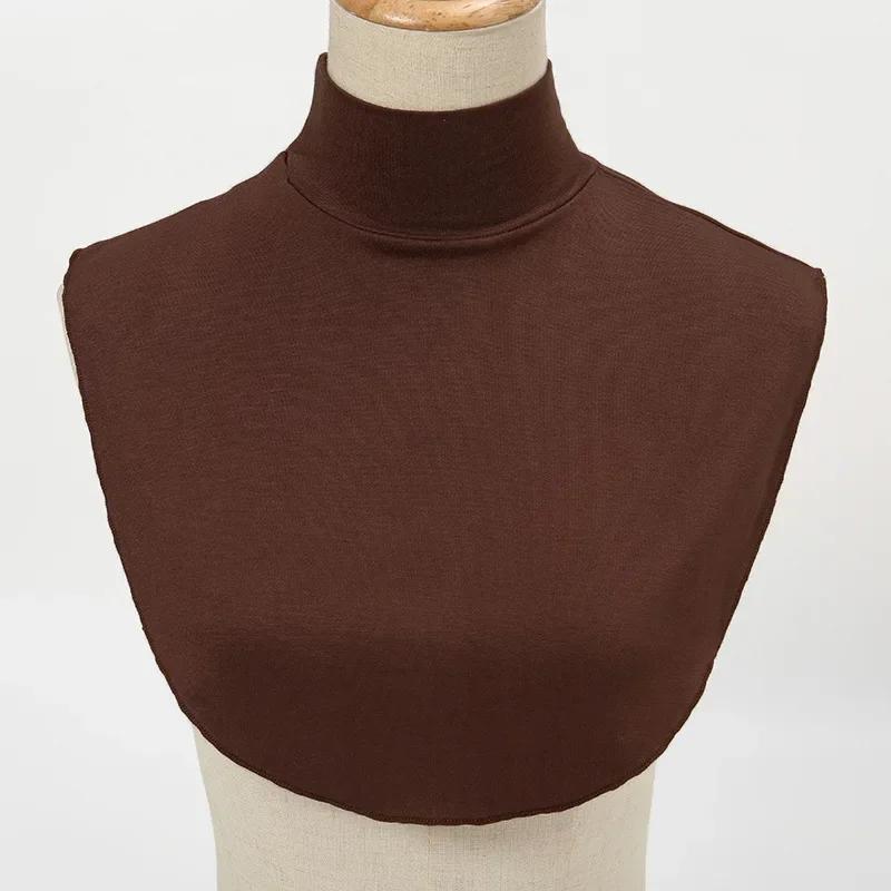 Modal Turtleneck Fake Collar Islamic Hijab Muslim Women Extensions Mock Neck Half Tops Blouse False Collars Detachable Neck Warm