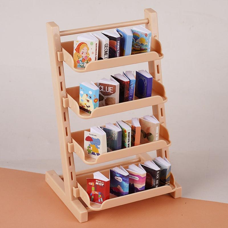 1 Set 1:12 Dollhouse Miniature Display Shelf Bookshelf With 20 Books Model Toy For Doll House Accessories