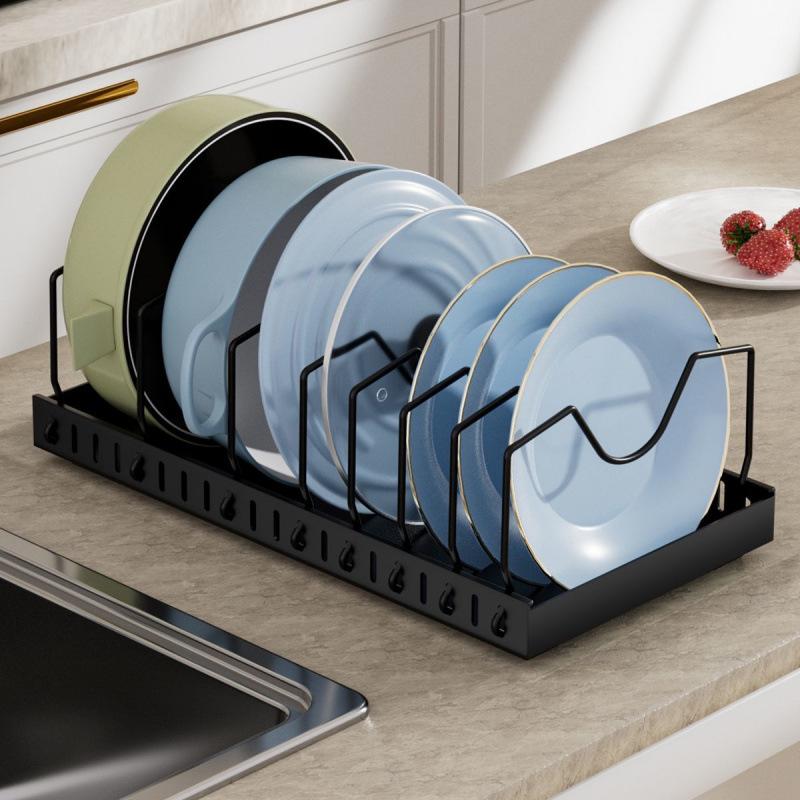 Pull-Out Kitchen Countertop Rack for Pots, Dishes, Plates, Pans, and Woks
