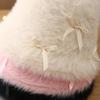 Sweet Bow Plush Bucket Hat Schoolgirl Cute Bucket Hat Winter Foldable Fashion Basin Hat