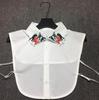 Women's Fake Collar Shirt White Fake Collar Women Detachable Collars Embroidery Cotton False Collar Shirt Col Amovible Femme