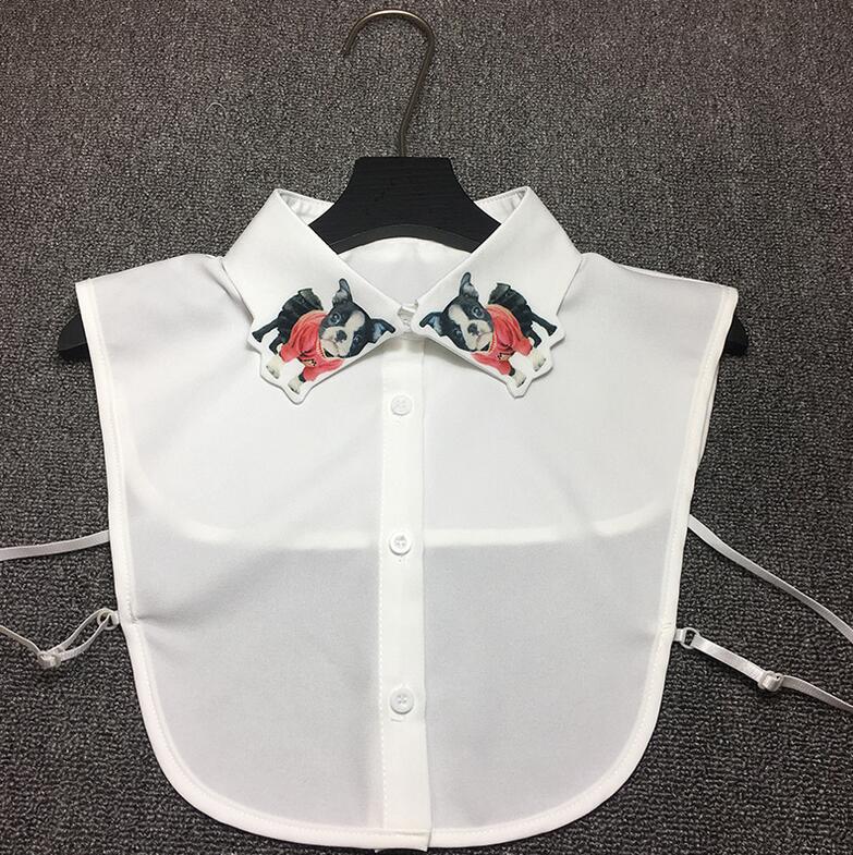 Women's Fake Collar Shirt White Fake Collar Women Detachable Collars Embroidery Cotton False Collar Shirt Col Amovible Femme