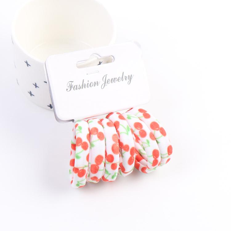 6Pcs/Set High Elasticity Printed Scrunchie Women Girls Children Elastic Hair Rubber Bands Accessories Tie Hair Rope Ring Holder