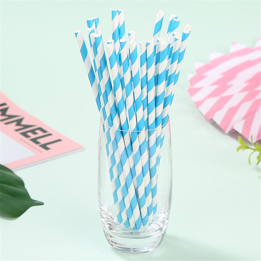 Paper Straws Disposable Holiday Party Drinking Straws Decoration Straws 100Pcs