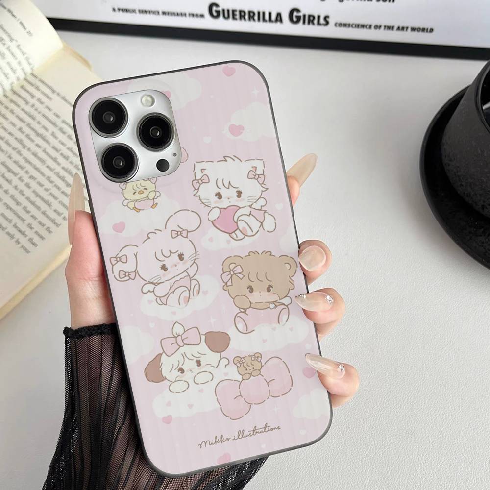 

Popular Cute M-Mikko Phone Case For IPhone 17 16 15 14 13 12 11 Corrugated Frosted Soft Cover Anti-Slip iPhone 12