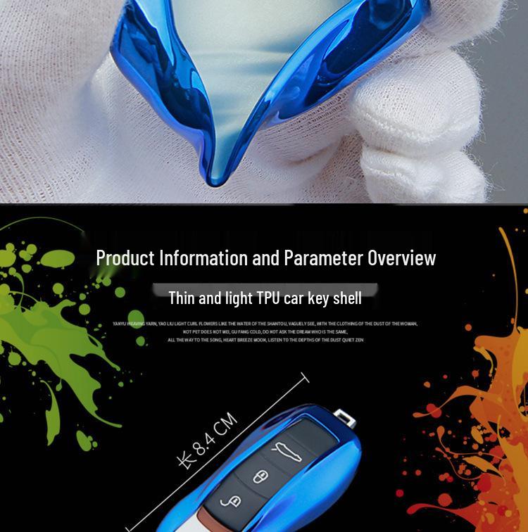 TPU Electroplated Soft Rubber Key Shell for Porsche Panamera/Macan