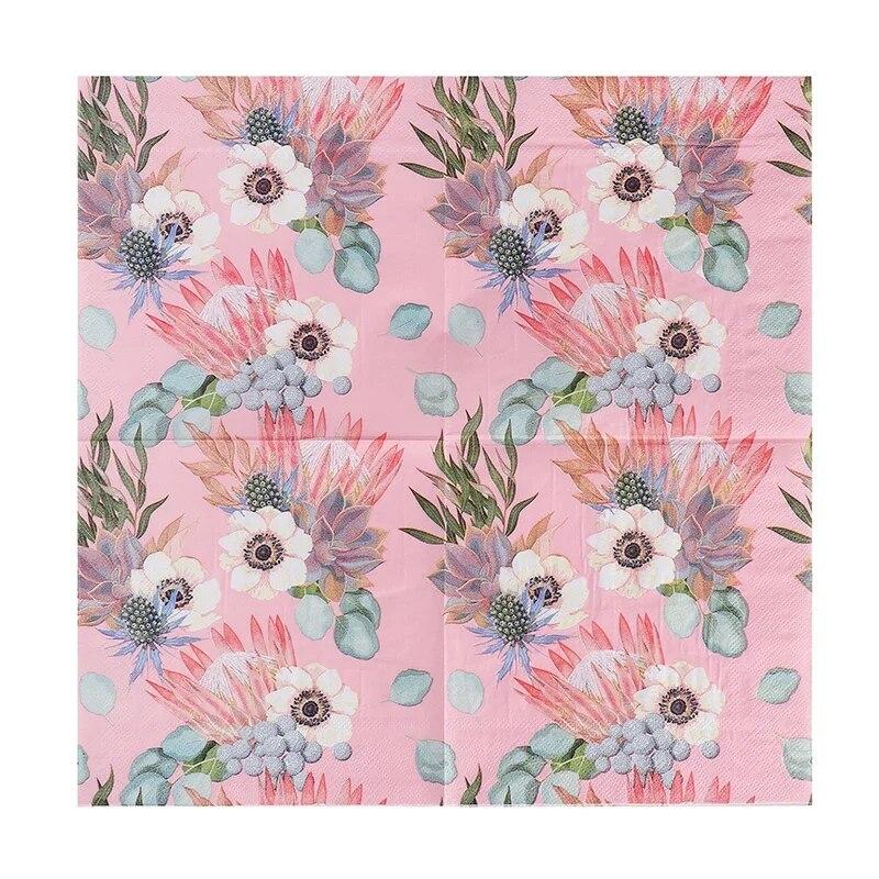 Servilleta de fiesta desechable de doble capa, 20 unidades/paquete, estampado de flores de base