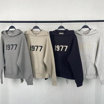 1977 Gevlokte Hoodie met Capuchon - Trendy ESSENTIALS Hoodie, Grensoverschrijdende Hete Verkoop