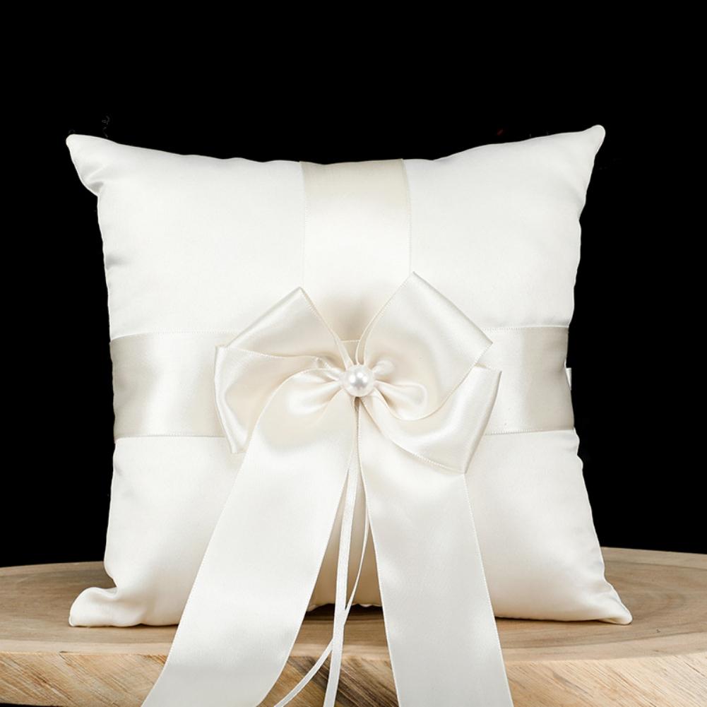 Zestaw Koszyczek dla Dziewczynki z Kwiatami Poduszka dla Świadka Pierścionków Romantyczna Satynowa Kokardka Perły Poduszka na Pierścionki na Ceremonię Ślubną Dekoracja Imprezowa