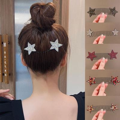 Invisible Hair Comb Broken Hair Comb Five-Pointed Star Rhinestone Fringe Hairpin