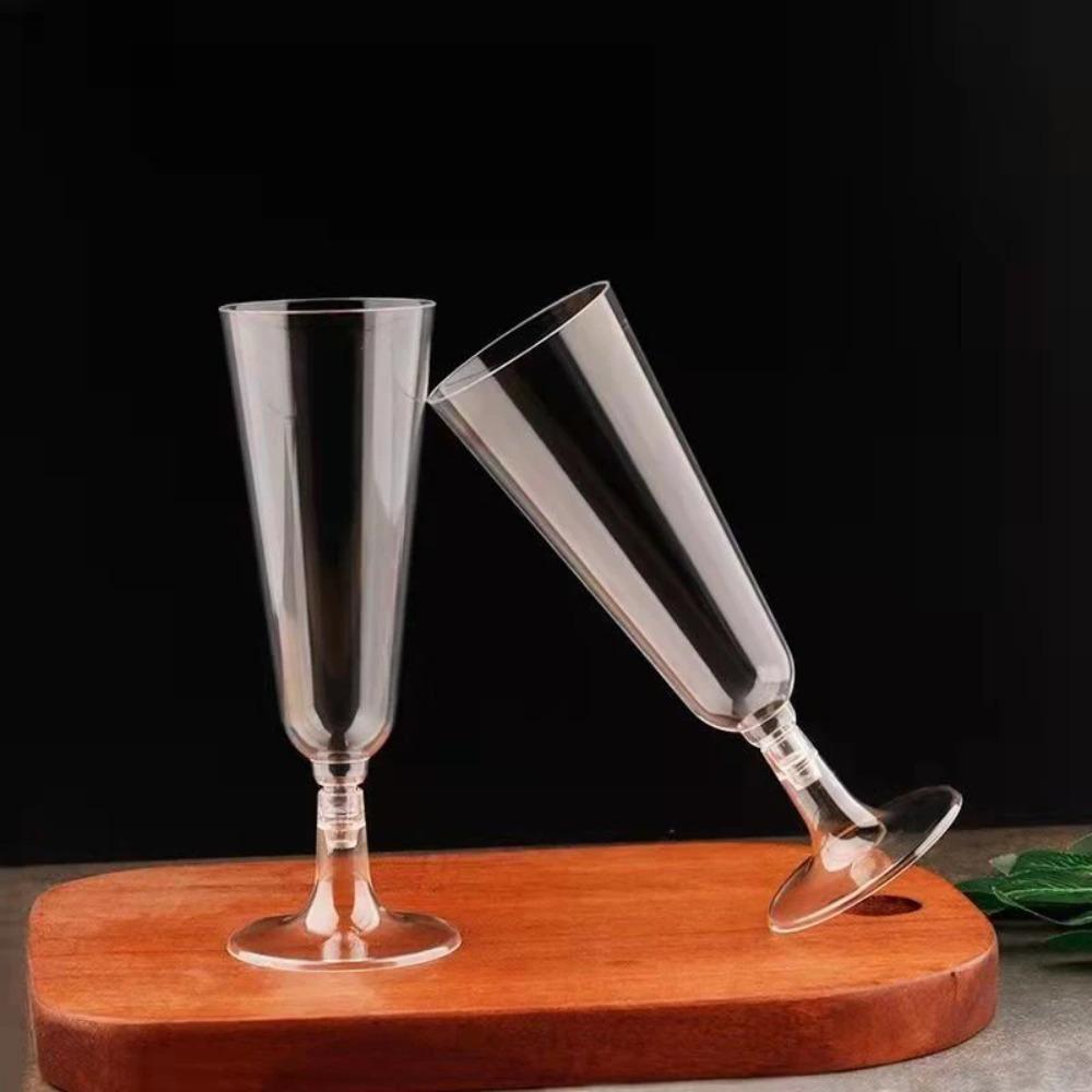 10pcs Disposable Champagne Glass Durable Margarita Glasses Plastic Champagne Flute Goblet  Wedding