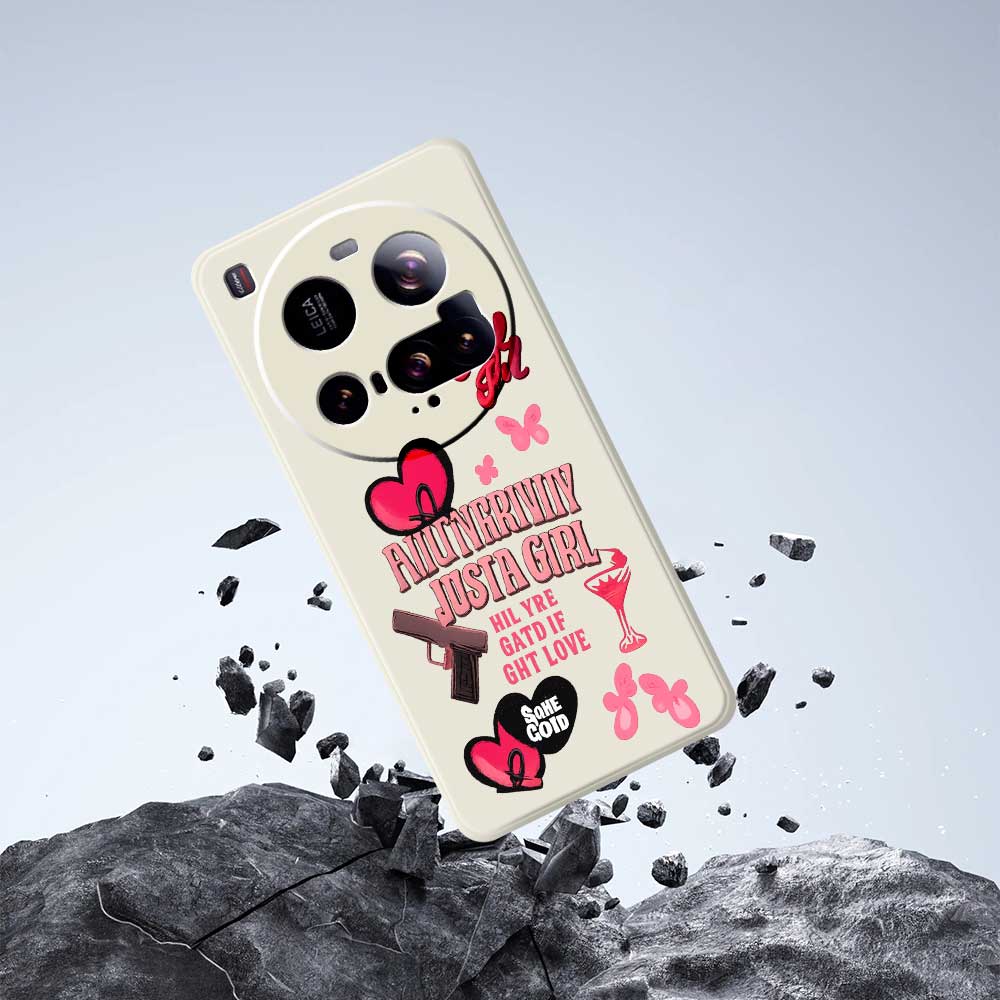 For Xiaomi 15 Ultra Case Pink Elements Pattern Printing Straight Edge TPU Phone Back Cover