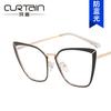 European and American metal cat eye glasses frame new flat mirror plain anti-blue light can be matched with myopia glasses frame
