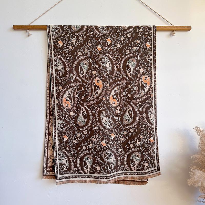 

Женский универсальный длинный шарф из имитации кашемира с узором «цветок кешью», шаль, женский шарф 180*65cm темно-коричневого