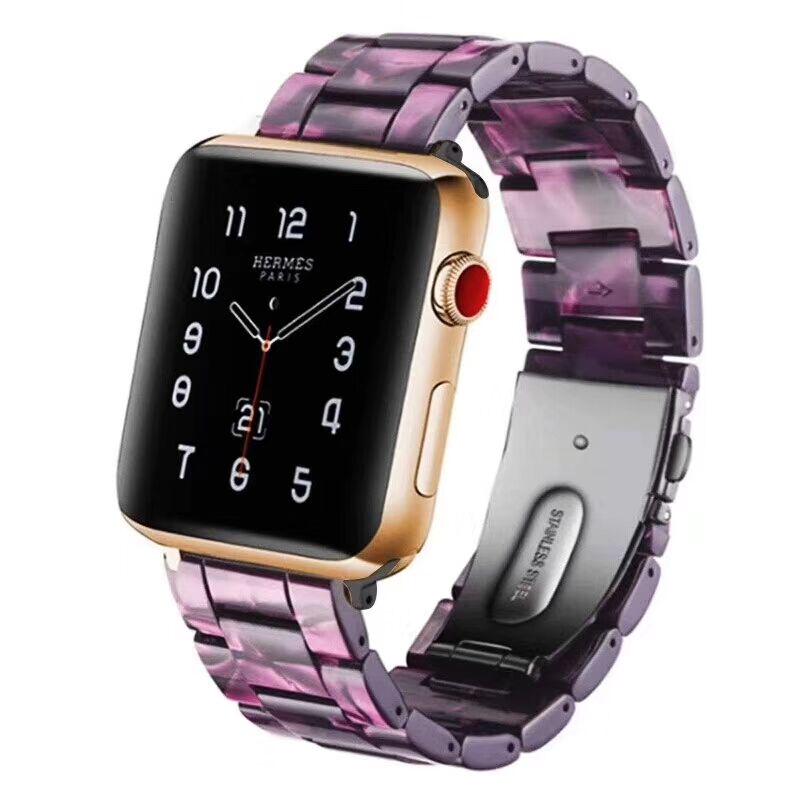 Resin Strap for Apple Watch Band 44mm 40mm 42mm 40mm Accessoreis Luxury Watchband Belt Bracelet iWatch Series 3 4 5 Se 6 Band