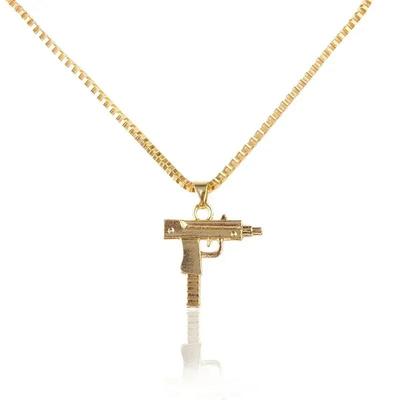 Unisex Mens Gold Machine Gun Pendant Necklace Long Chain Fashion Jewelry Necklace Wholesale Mens Necklace