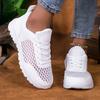 [Breathable Sneakers] Breathable Mesh Women's White Casual Sneakers | Summer Low-Top Lace-Up Shoes with EVA Cushioned Sole
