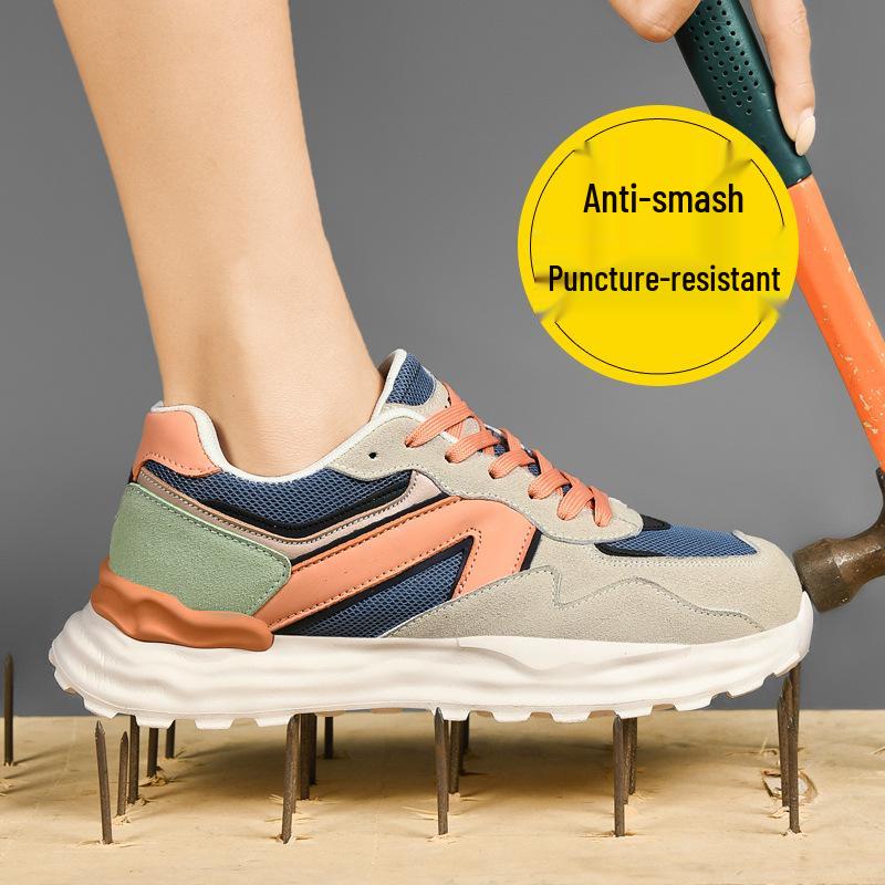 

Женская защитная обувь со стальным подноском - Легкая, Дышащая, Четырехсезонная, Защита от ударов. Color: Orange; Size: 37