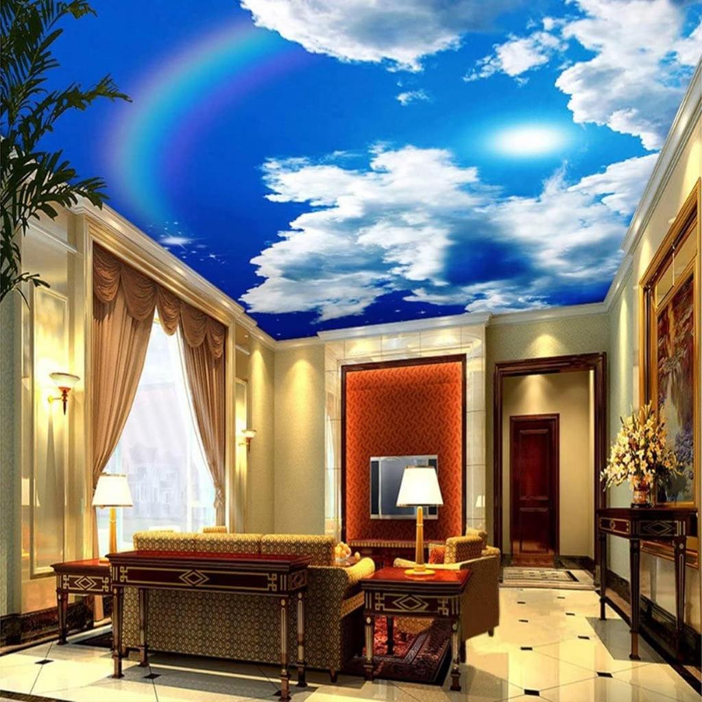 Tapet cu cer albastru Nor 3d Fototapet pentru tavan Sky Sunshine Curcubeu Fototapet Camera copii Dormitor Tavan mural Decor