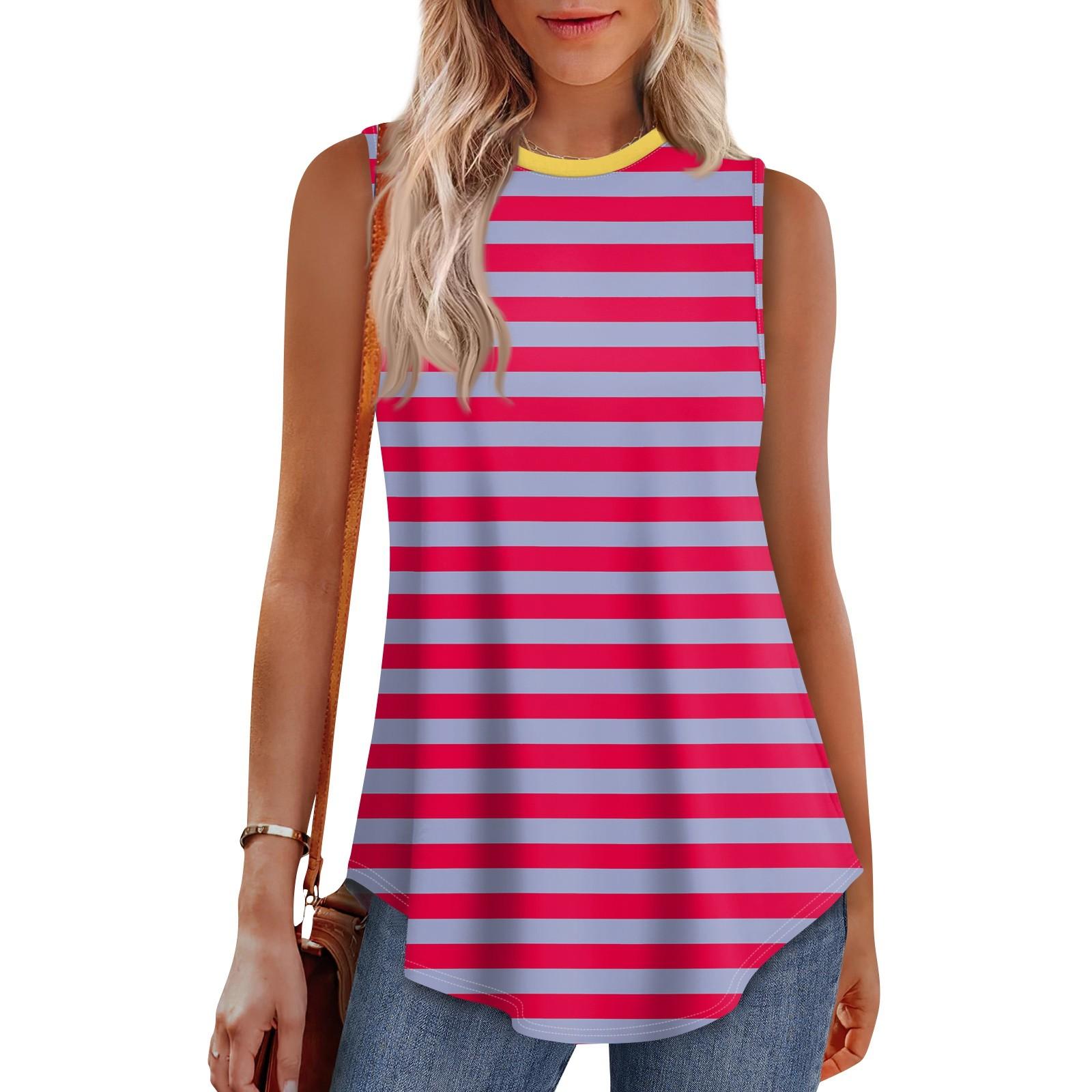 

Женская мода повседневный безрукавка жилет винтажный принт круглый вырез без рукавов топ XXXL