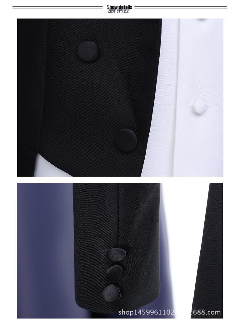 Męski smoking jaskółczy w stylu koreańskim na występy sceniczne i wydarzenia formalne