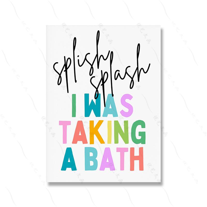 Kids Bathroom Art Wall Poster Print Set of 6 Color Quote Nursery Kids Room Canvas Painting Room Home Decor Rainbow Baby Bedroom