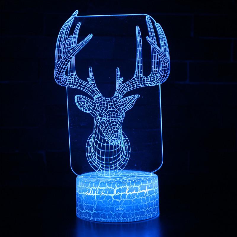 3D Christmas Night Light: Creative LED Bedside Lamp with Remote Control & Seven-Color Touch