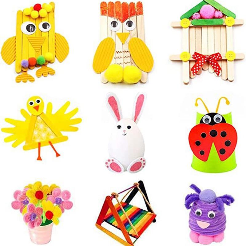Colorful Craft Kit for Kids DIY Toys Puzzle Handicraft Toys Variety Craft Supplies Set Twisting Rod Plush Ball Button TMZ