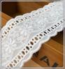 Off-White Lace Trim Embroidery Cloth for Skirt Hem Decoration - Pure Cotton, Double-Locked Edge