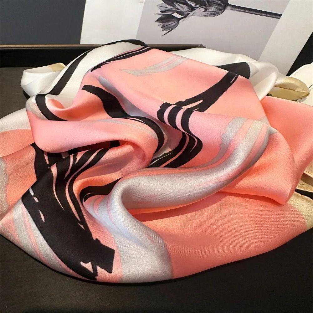 Luxury Polyester Lily Scarves Wrap Square 70x70cm Silk Shawl Versatile Neckerchief Women Fashion