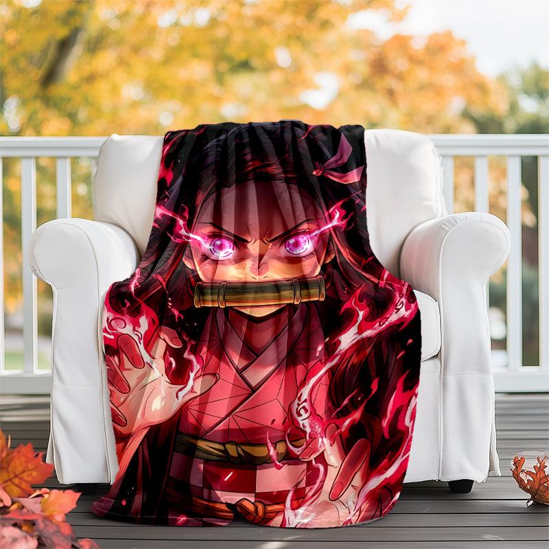 1pc nezouko3 Theme Blanket - Digital Print, Polyester, Cozy for All Seasons, Perfect for Outdoor, and Travel