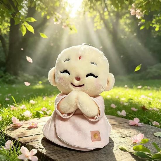 Cute Buddhist Monk Plush Keychain Cartoon Little Monk Stuffed Animal Pendant Zen Figure Key