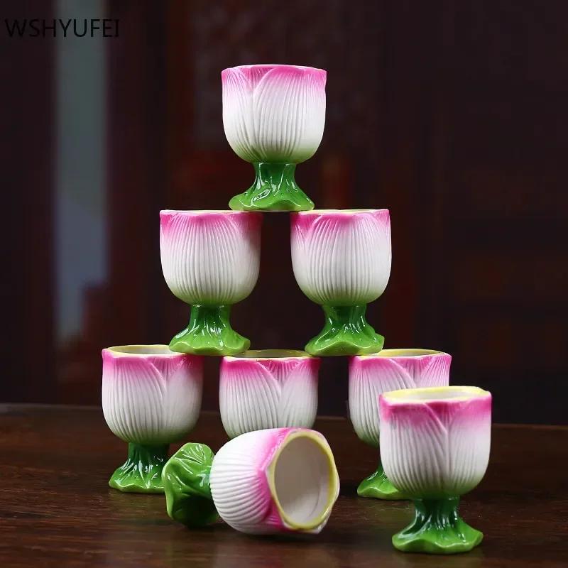 3 Stück Foqian Keramik Lotus Wasserspeisebecher Guanyin Wasserreinigungsbecher Ornamente Zuhause Buddha Halle Verehrung Dekor Zubehör