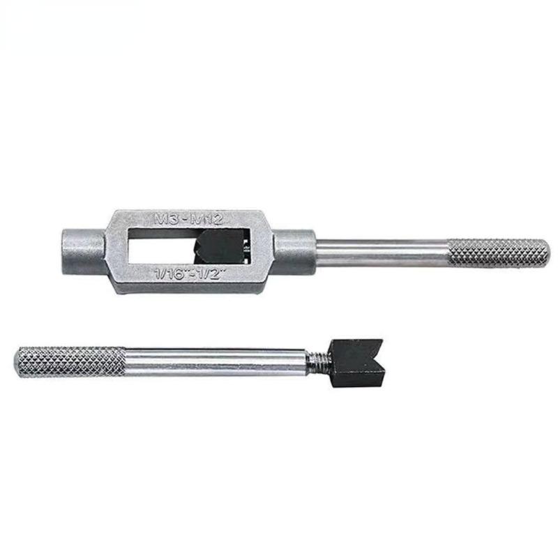 6/8Pcs Hss Hand Screw Tap Die Wrench Schroefdraad Metric Plug Tap M3 M4 M5 M6 M8 M8 M12 Met Verstelbare Tap Wrench 1/16-1/2"