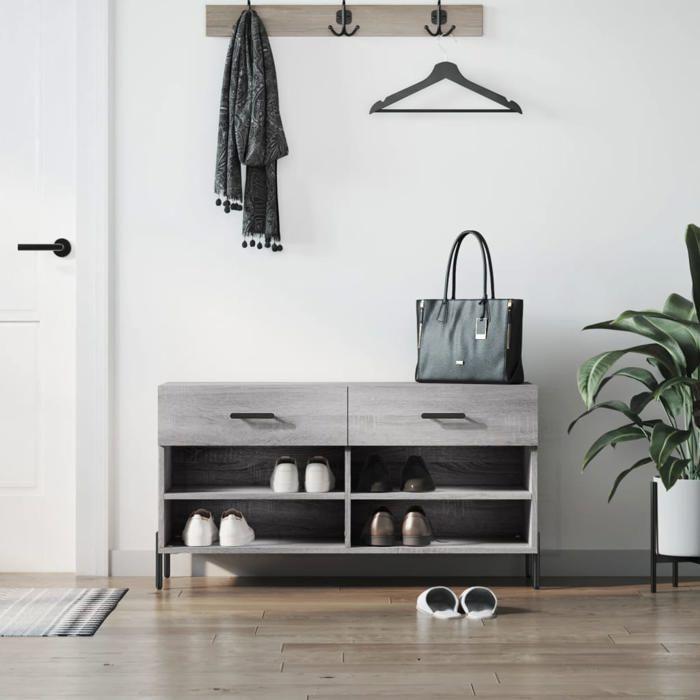 VidaXL Shoe Bench, Shoe Cabinet with 4 Shelves and Legs, Shoe Rack with 2 Drawers Living Room, Modern, 829754